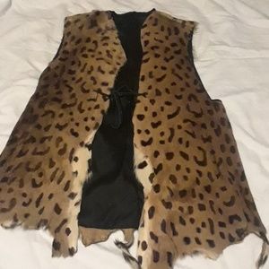 Genuine leather & cheetah vest.